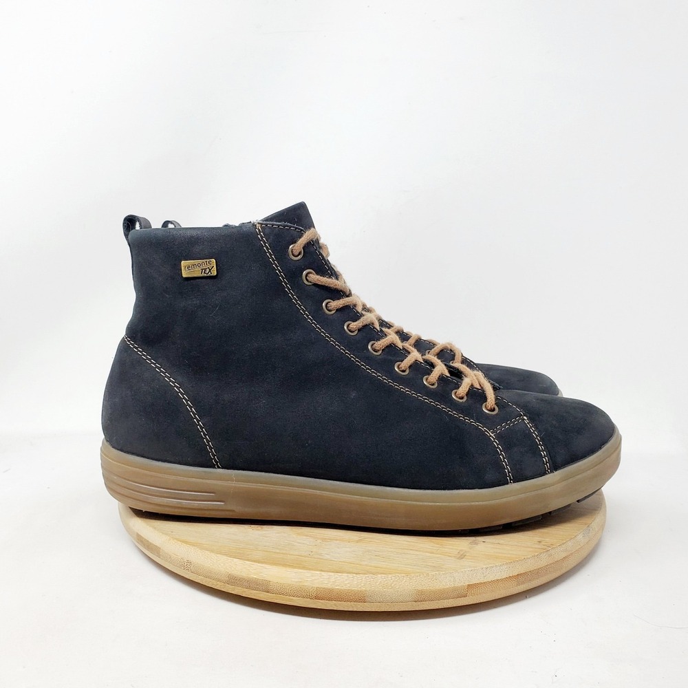 Remonte Shoes Womens 37 Black Nubuck Tex Leather Zip Lined High Top Sneaker Boot